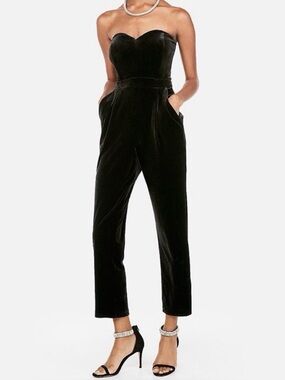 Express Strapless Black Velvet Jumpsuit